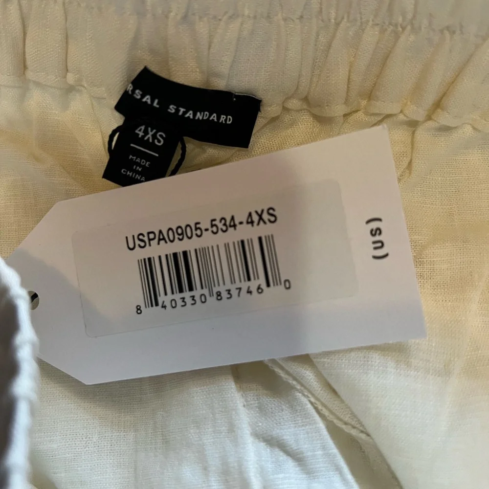 Universal Standard White Linen Blend Shorts Pull On Lightweight 4XS (XS) NWT